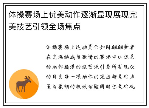体操赛场上优美动作逐渐显现展现完美技艺引领全场焦点
